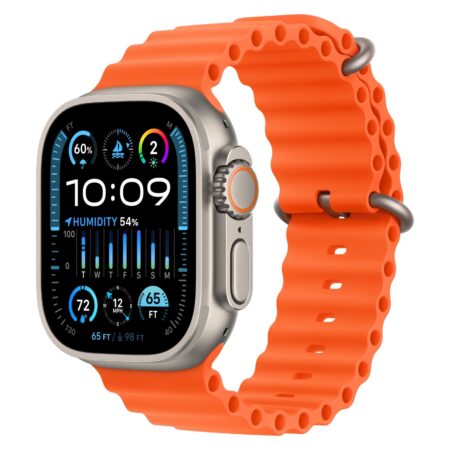 Apple Watch Ultra 2 Titanium Case with Orange Ocean Band