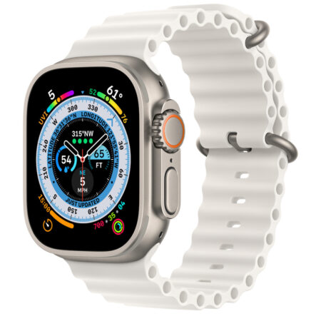 Apple Watch Ultra Titanium Case with White Ocean Band